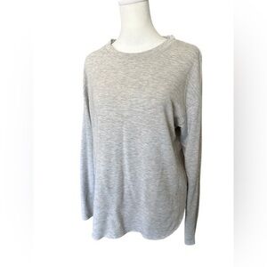 Small Joan Vass soft comfy grey split hem sweatshirt top long sleeve